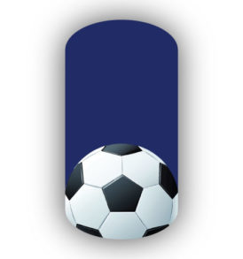 Soccer Ball over a navy blue background nail art design