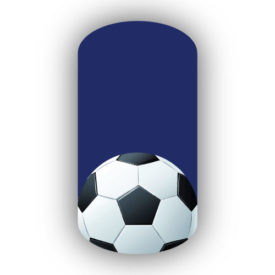 Soccer Ball over a navy blue background nail art design