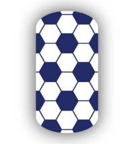 Navy Blue & White soccer hexagon nail art