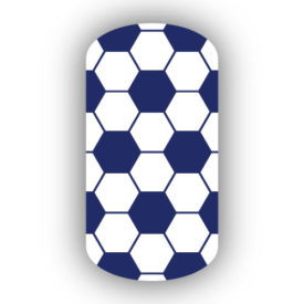 Navy Blue & White soccer hexagon nail art