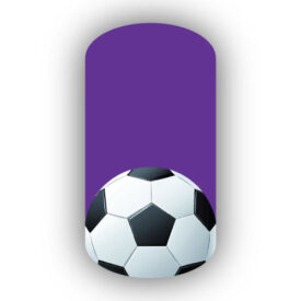 soccer ball with purple background nail art