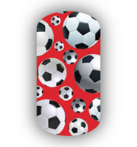 soccer balls with a red background nail strips