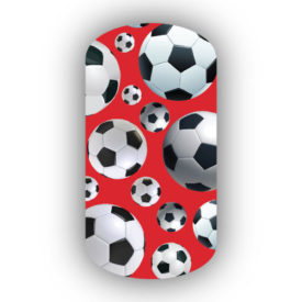 soccer balls with a red background nail strips