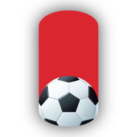 soccer ball nail sticker with a red background