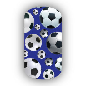 Soccer Balls over a Royal Blue background nail stickers