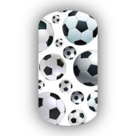 Soccer Balls with a white background nail wraps