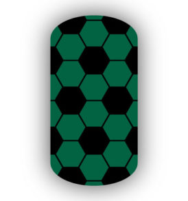 Black & Forest Green Hexagon Soccer Nail Wraps