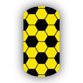 black & lemon yellow soccer nail wrap design