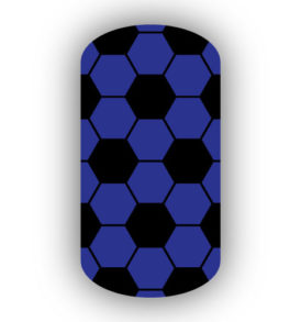 Black & Royal Blue hexagon nail art design