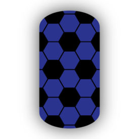 Black & Royal Blue hexagon nail art design