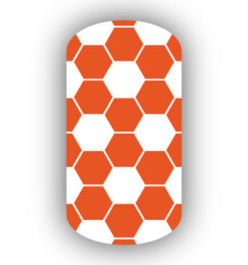 white and dark orange hexagon nail strips