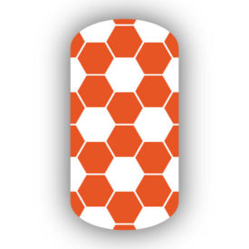white and dark orange hexagon nail strips