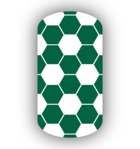 White & Forest Green Hexagon Soccer Futbol nail art designs