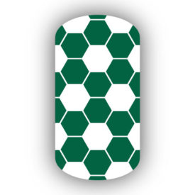 White & Forest Green Hexagon Soccer Futbol nail art designs