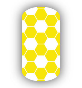 White & Lemon hexagon soccer nail wraps