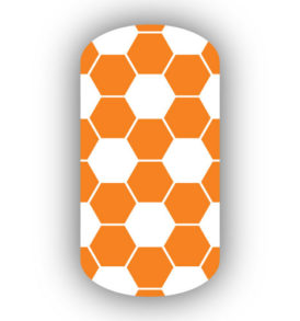 white & light orange hexagon soccer nail decals