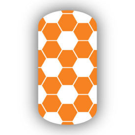 white & light orange hexagon soccer nail decals