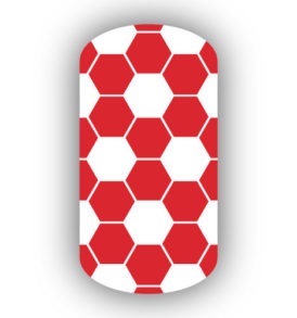 white & red hexagon nail art design
