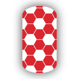 white & red hexagon nail art design