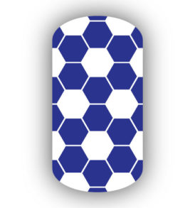 White & Royal Blue Hexagon Nail Decals