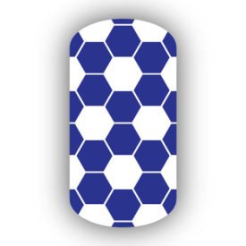 White & Royal Blue Hexagon Nail Decals