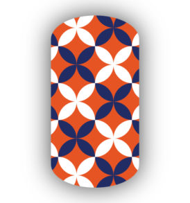 Dark Orange, White & Navy Blue Flower Petal Nail Wraps