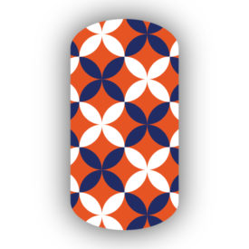 Dark Orange, White & Navy Blue Flower Petal Nail Wraps