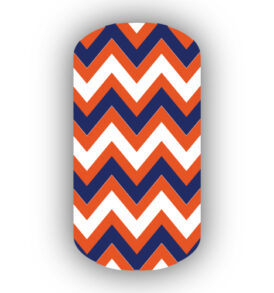 Dark Orange, White & Navy Blue Chevron Nail Wraps