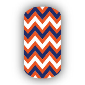 Dark Orange, White & Navy Blue Chevron Nail Wraps