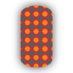 Light Orange, Charcoal & Red Quatrefoil Nail Wraps