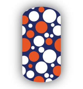 Navy Blue, White & Dark Orange Bubbles Nail Wraps