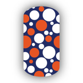 Navy Blue, White & Dark Orange Bubbles Nail Wraps