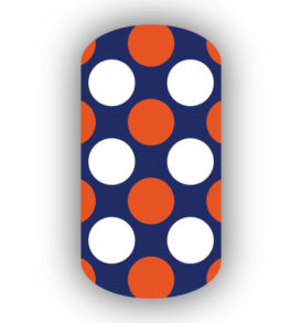 Navy Blue with White & Dark Orange Retro Polka Dots Nail Wraps