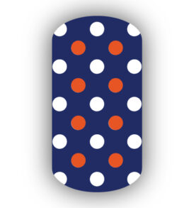 Navy Blue with White & Dark Orange Small Polka Dots Nail Wraps
