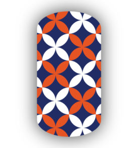 Navy Blue, Dark Orange & White Flower Petal Nail Wraps