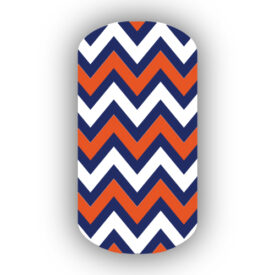 Navy Blue, Dark Orange & White Chevron Nail Wraps