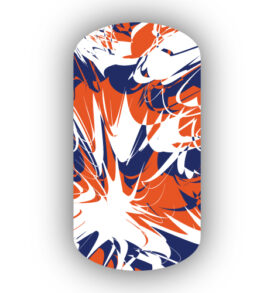 Navy Blue, Dark Orange & White Paint Splatter Nail Wraps