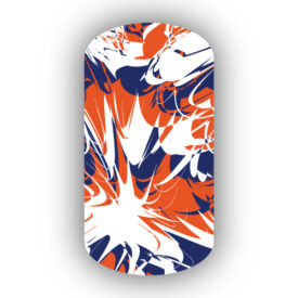 Navy Blue, Dark Orange & White Paint Splatter Nail Wraps