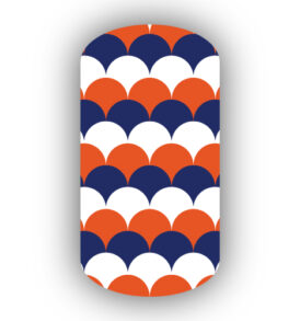 Navy Blue, Dark Orange & White Scallop Nail Wraps