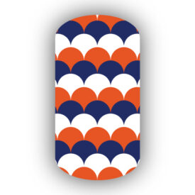 Navy Blue, Dark Orange & White Scallop Nail Wraps