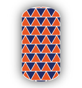 Navy Blue, Dark Orange & White Triangle Nail Wraps