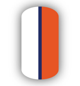 White & Dark Orange with Navy Blue Vertical Stripe Nail Wraps