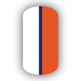 White & Dark Orange with Navy Blue Vertical Stripe Nail Wraps