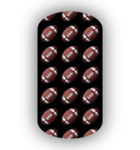 Football Nail Wraps | Sports Nail Art | Footballs over a Black Background