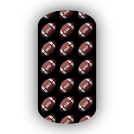 Football Nail Wraps | Sports Nail Art | Footballs over a Black Background