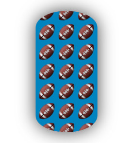 Football Nail Wraps | Sports Nail Art | Footballs over a Blue Lagoon Background