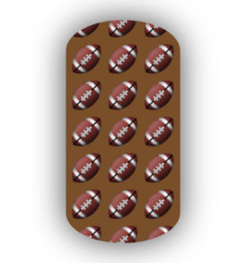 Football Nail Wraps | Sports Nail Art | Footballs over a Mocha Background