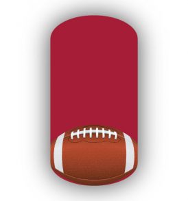 Football Nail Wraps | Sports Nail Art | Single Football over a Crimson Background