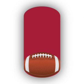 Football Nail Wraps | Sports Nail Art | Single Football over a Crimson Background