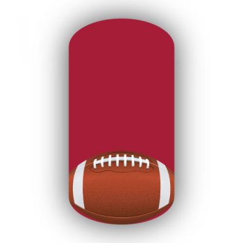 Football Nail Wraps | Sports Nail Art | Single Football over a Crimson Background